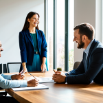 A diverse group of professional individuals, fully clothed in modest business attire, are engaged in a collaborative discussion around a large, modern table. Sunlight streams into a bright, contemporary office space with subtle natural elements, such as potted plants and sustainable decor. They are smiling, engaged in thoughtful conversation, and pointing at a projection showing graphs related to social impact and environmental initiatives. The atmosphere is positive and purpose-driven, emphasizing collaboration for a greater good. Perfect anatomy, correct proportions, well-formed hands, proper finger count, natural body proportions, natural pose. Professional photography, high quality, safe for work, appropriate content, fully clothed, modest, family-friendly.