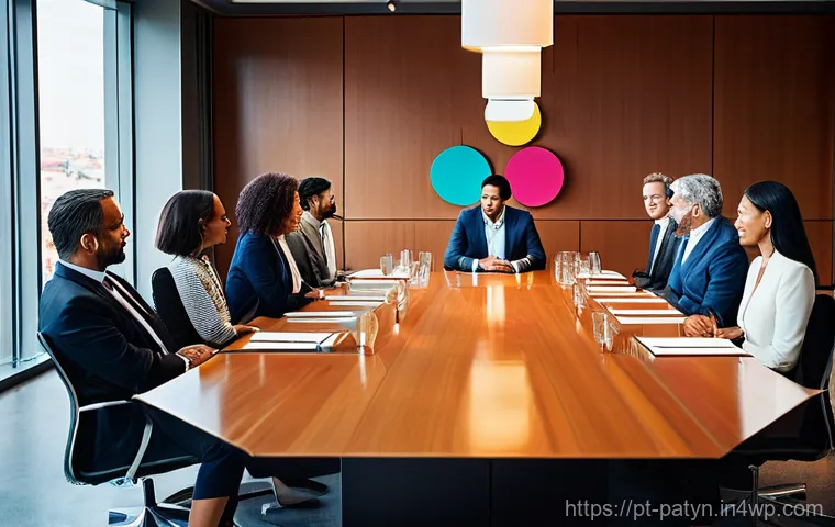 B Corp 인증을 위한 외부 평가 기준 - **Prompt:** A diverse group of business leaders, men and women of various ages and ethnicities, are ...