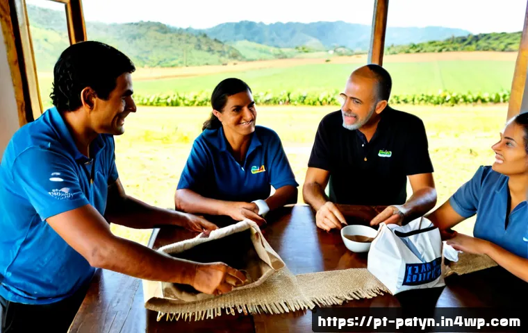 Home 17 B Corp 기업의 성공 사례 분석 - Photorealistic Brazilian sustainable coffee cooperative success story, diverse farmers and business ...